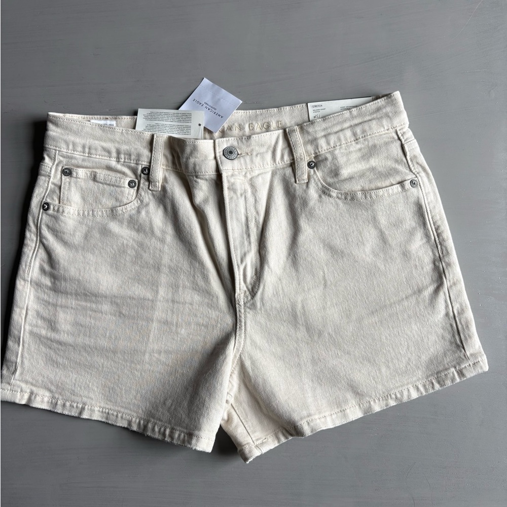 American Eagle Cream Denim Shorts